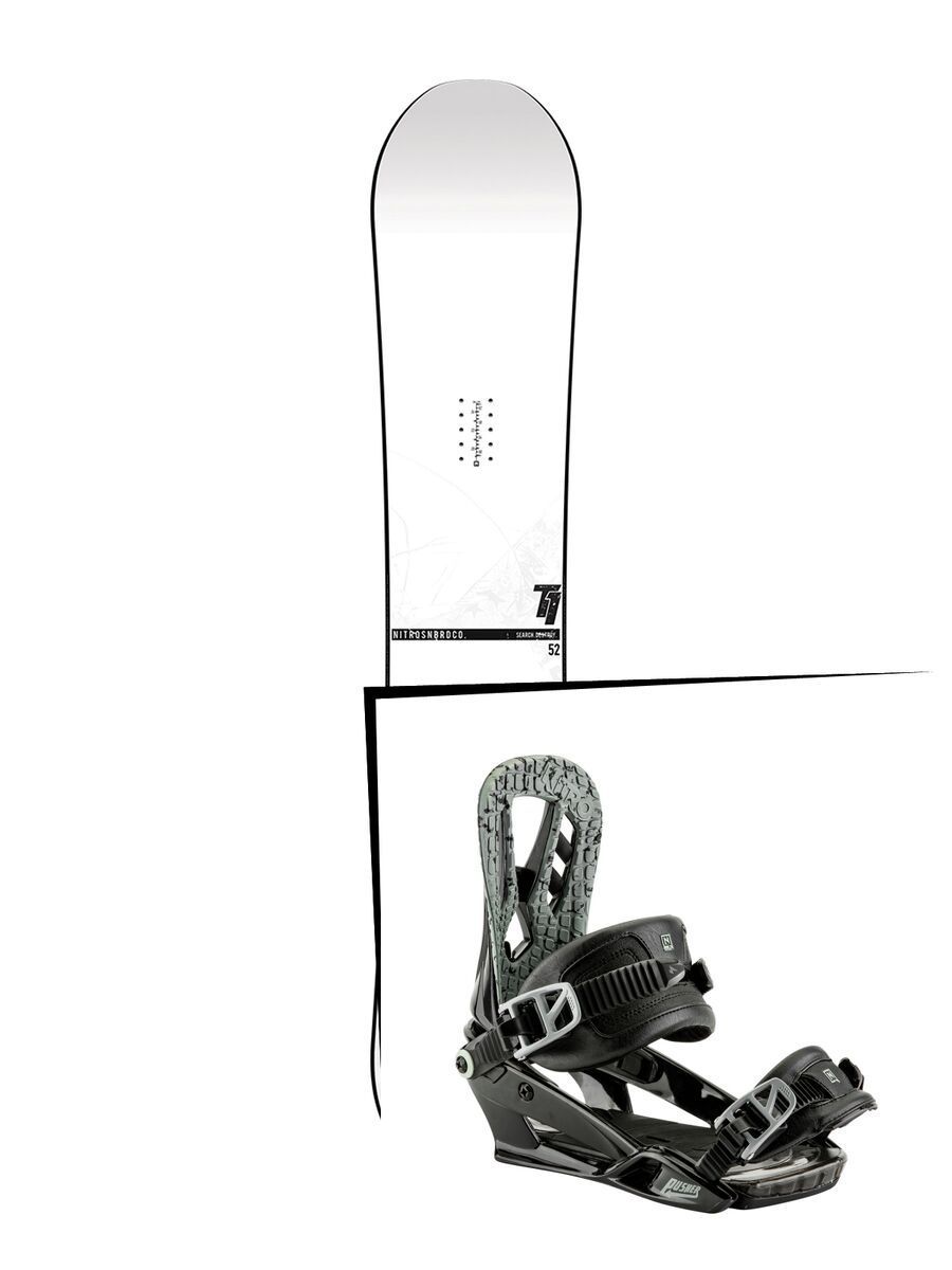 Set: Nitro T1 2017 + Nitro Pusher 2017, black - Snowboardset - Bild 1
