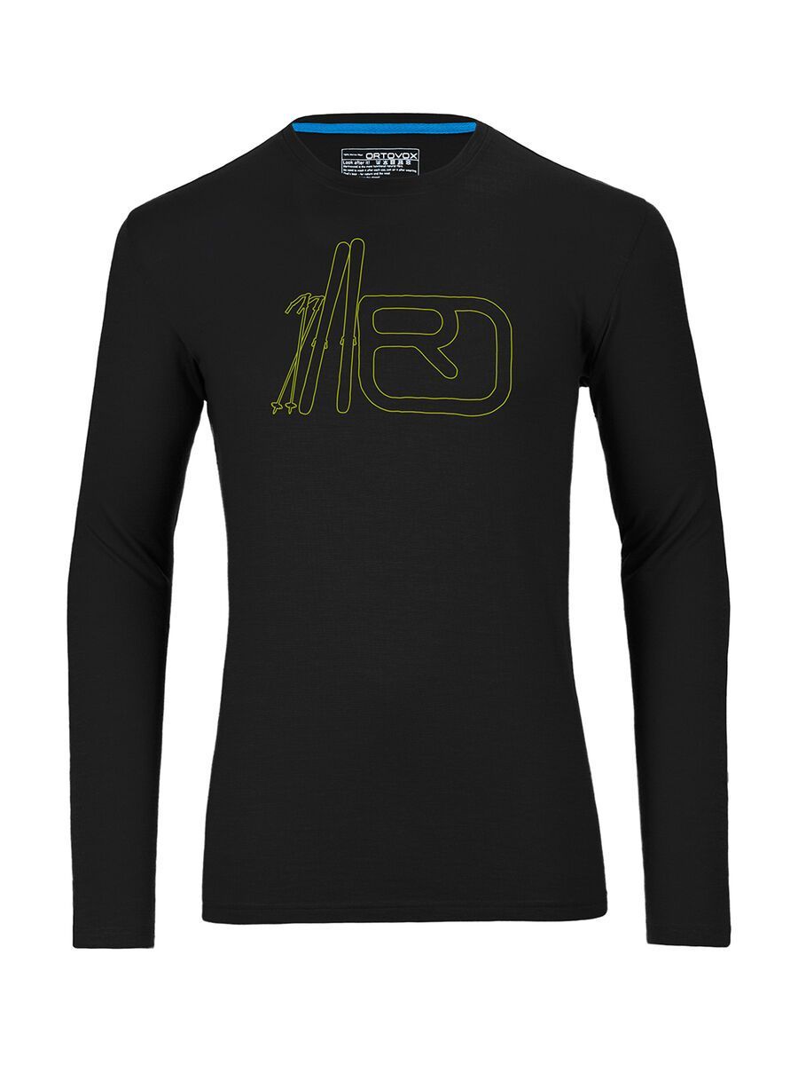 Ortovox Merino 185 Long Sleeve Print, black raven - Bild 1