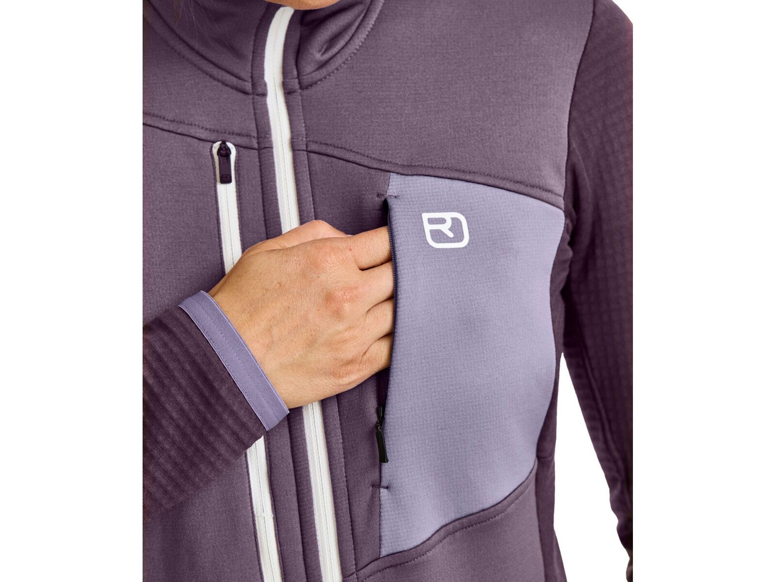 Ortovox Merino Fleece Grid Jacket W, blue nunatak - Bild 4