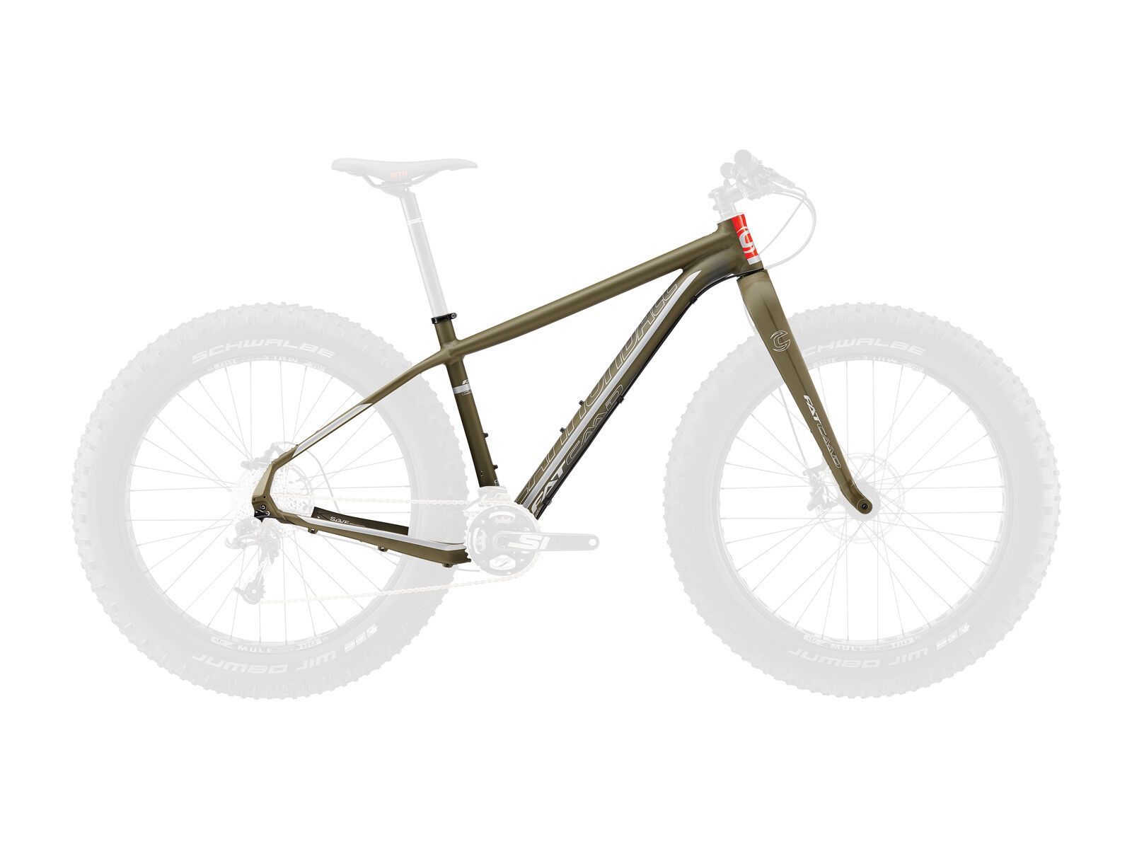 Cannondale Fat CAAD, matte green clay w/ gloss reflective silver and acid red - CGL - Bild 1