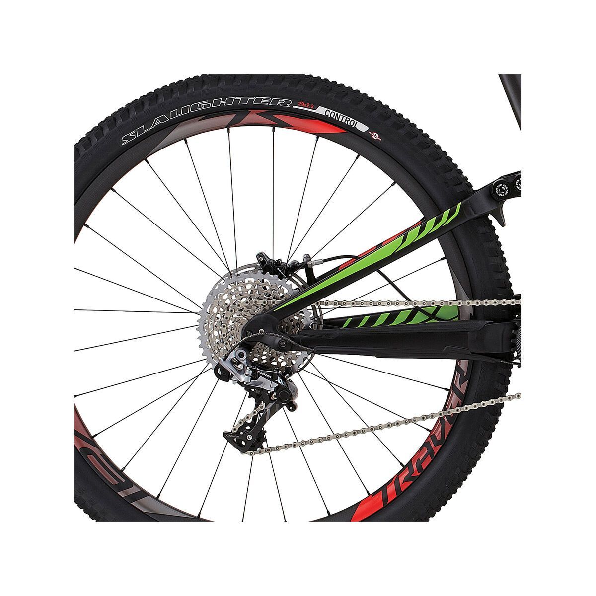 Specialized S-Works Enduro FSR 29, satin charcoal tint carbon/monster green/rocket red - Bild 4