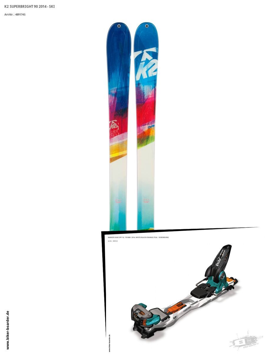 K2 SKI Set: SuperBright 90 2014 + Marker Duke EPF 16 - Bild 1
