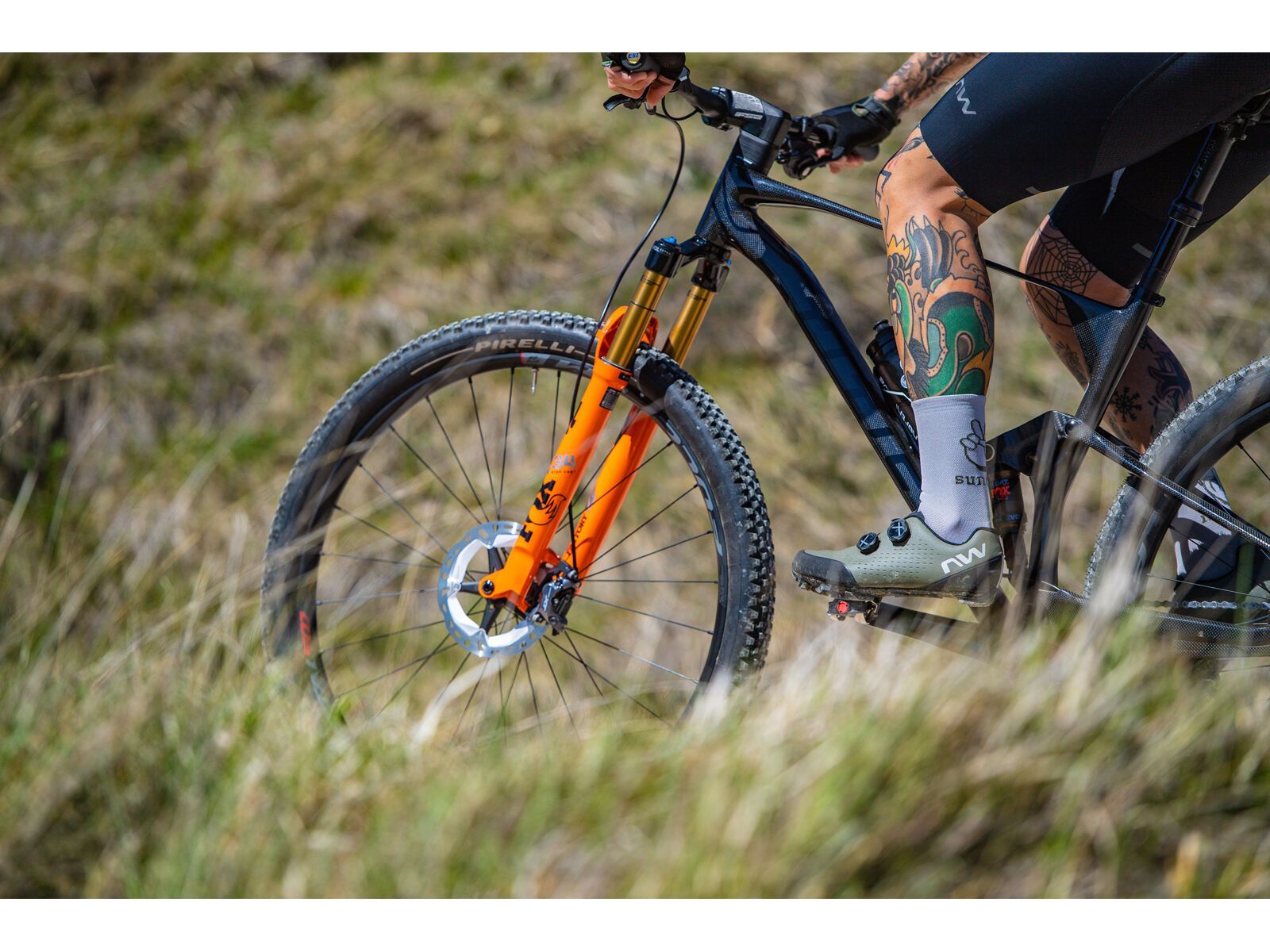 Northwave Sunday Monday Sock, light grey/forest green - Bild 3