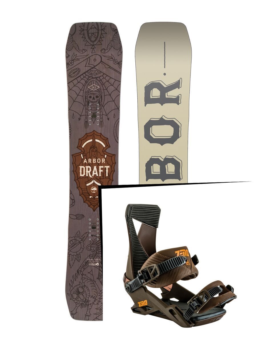 Set: Arbor Draft 2017 + Nitro Zero 2017, root beer - Snowboardset - Bild 1