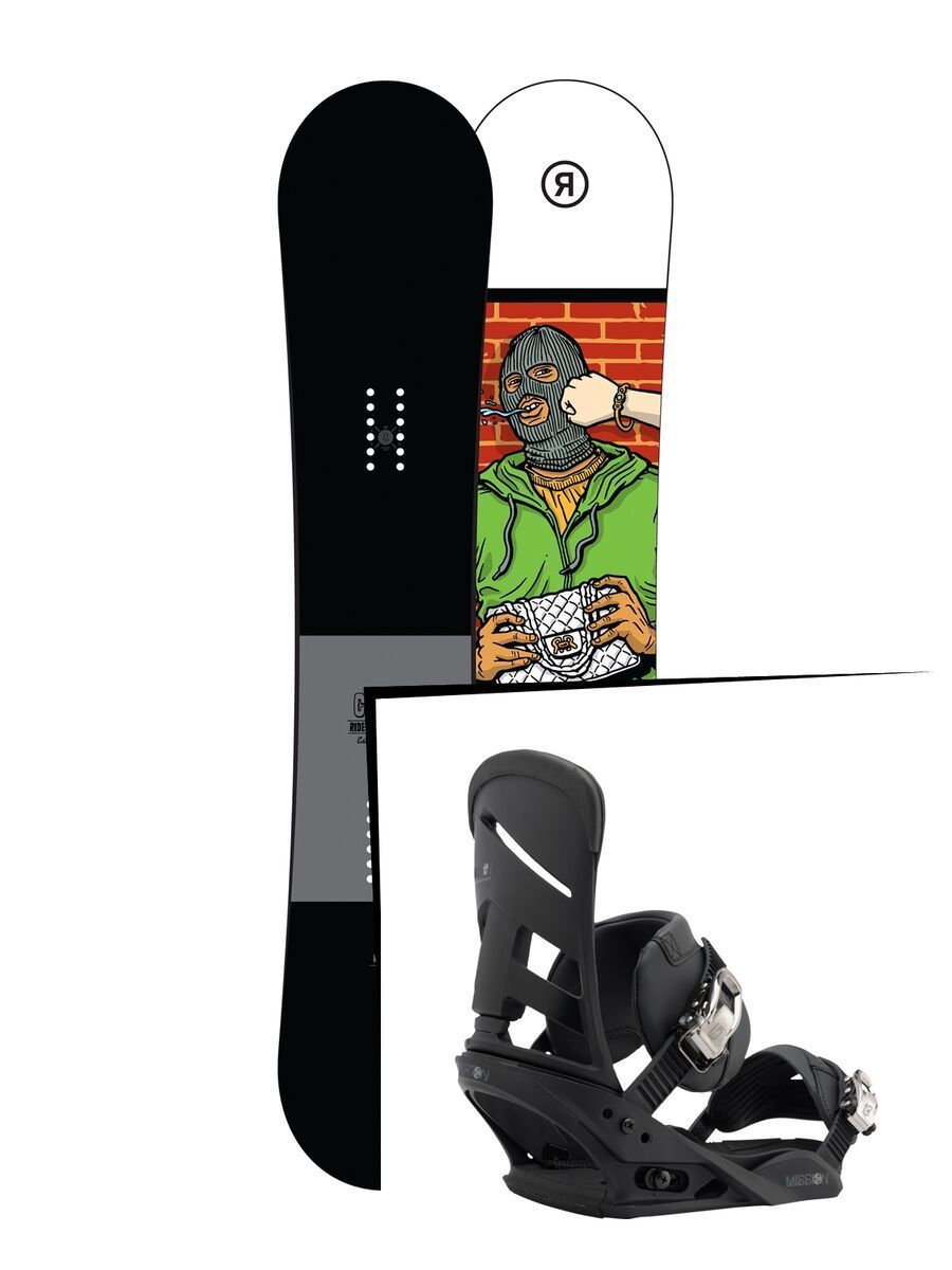 Set: Ride Crook 2017 + Burton Mission 2017, black - Snowboardset - Bild 1