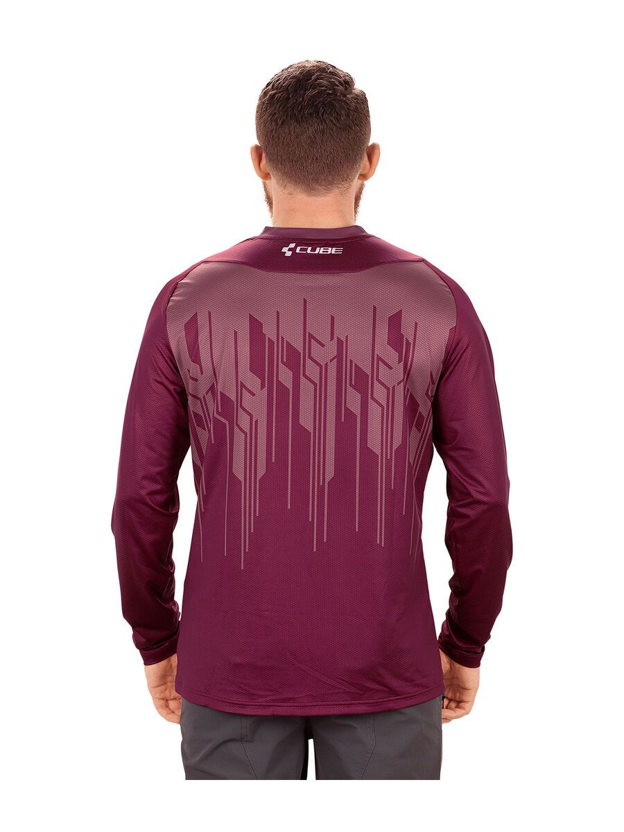 Cube Edge Rundhalstrikot langarm, bordeaux - Bild 4
