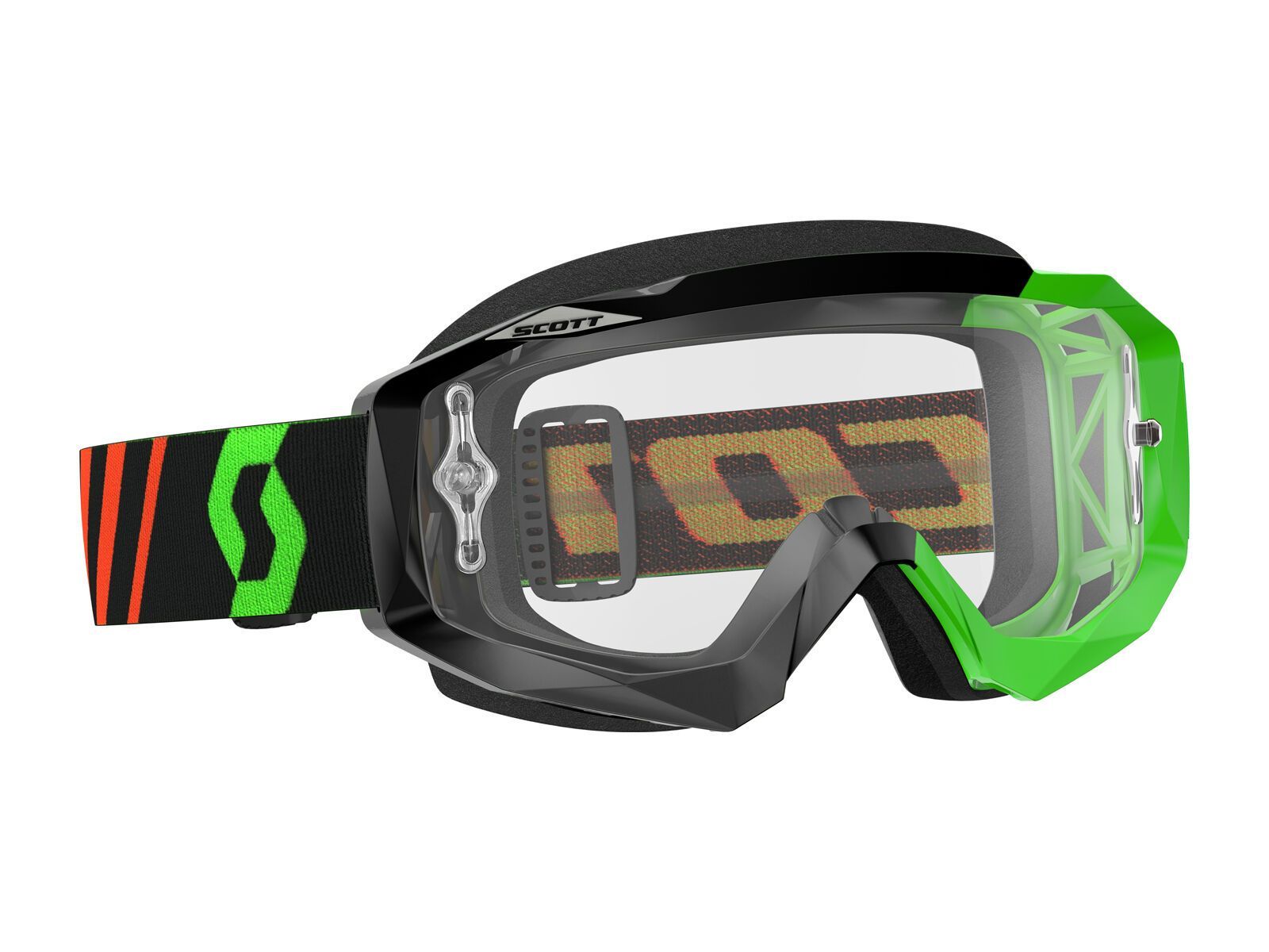Scott Goggle Hustle MX, black/fluo green/Lens: clear - Bild 1