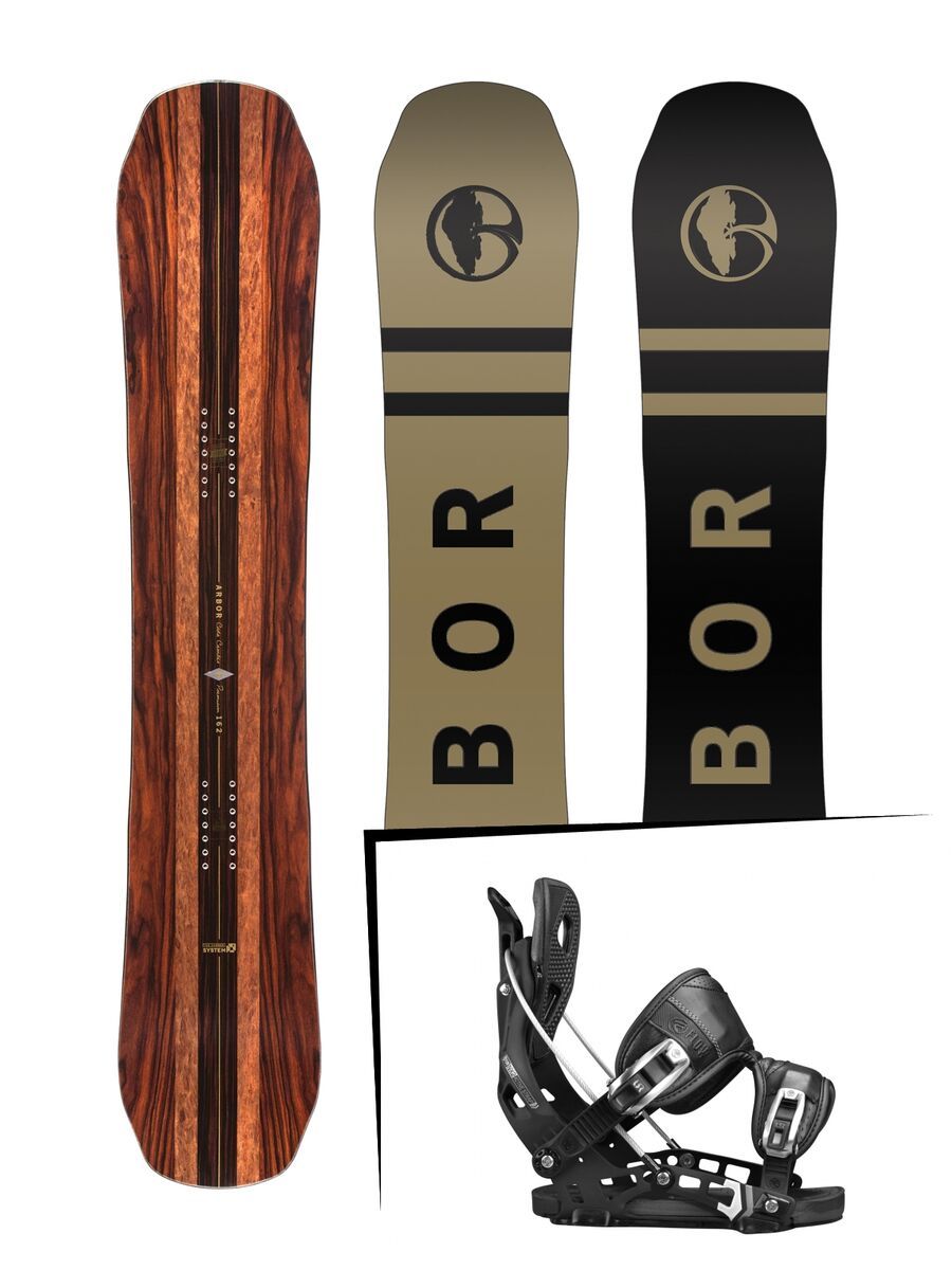 Set: Arbor Coda Camber Premium 2017 + Flow NX2 2017, black - Snowboardset - Bild 1
