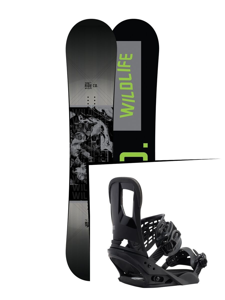 Set: Ride Wild Life Wide 2017 + Burton Cartel 2017, black - Snowboardset - Bild 1