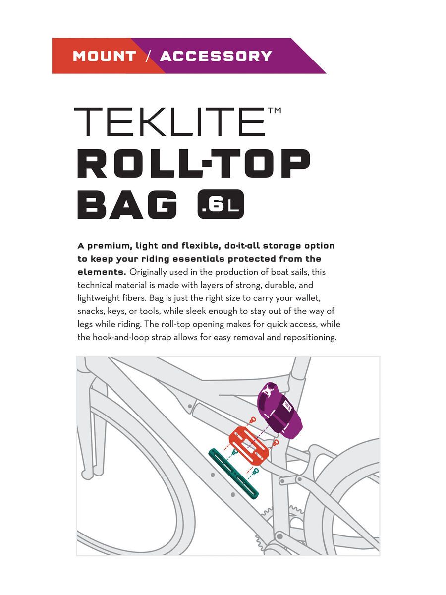 Wolf Tooth B-RAD TekLite Roll-Top Bag inkl. Montageplatte - 0,6 l, gray - Bild 4