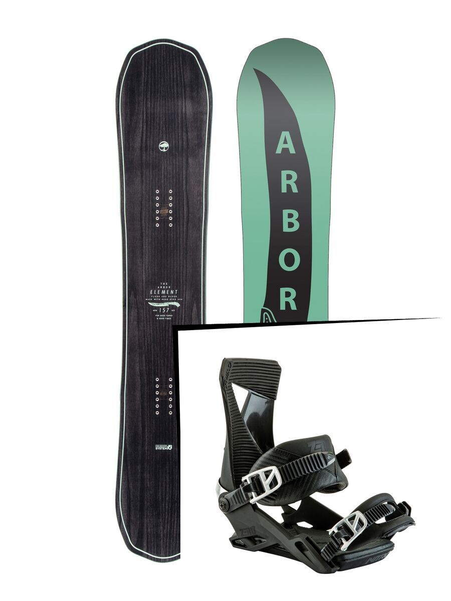 Set: Arbor Element Mid Wide 2017 + Nitro Zero 2017, not black - Snowboardset - Bild 1