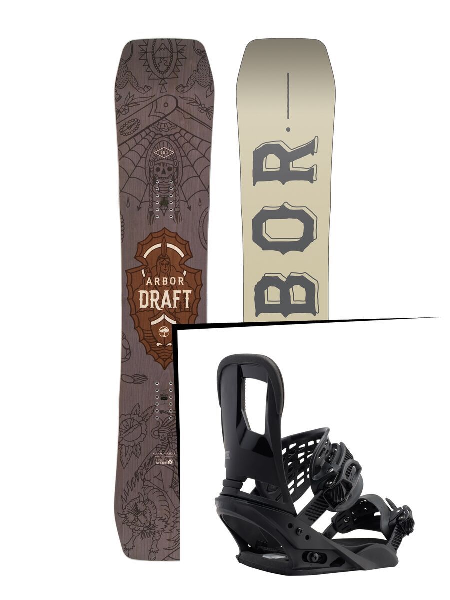 Set: Arbor Draft 2017 + Burton Cartel 2017, black - Snowboardset - Bild 1