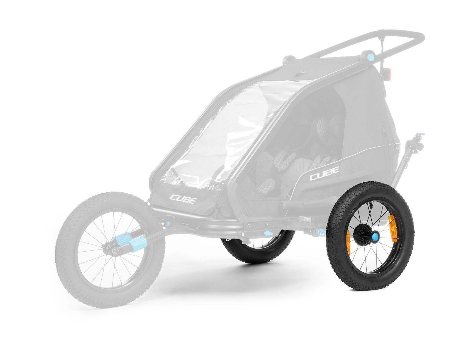 Cube Fat Wheels hinten für Kinder Fahrradanhänger Double, black - Bild 2
