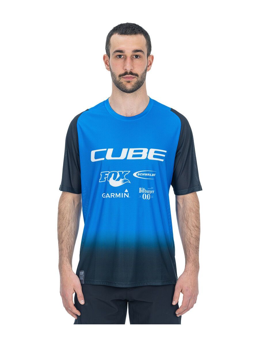 Cube Vertex Rundhalstrikot kurzarm X Actionteam, black´n´blue - Bild 2