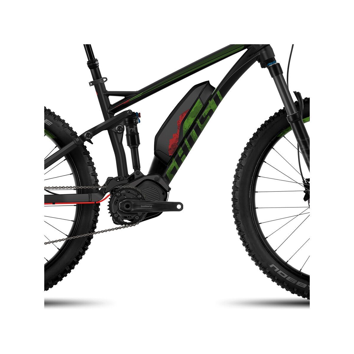 Ghost Hybride Kato FS 6 AL, night black/riot green/neon red - Bild 3