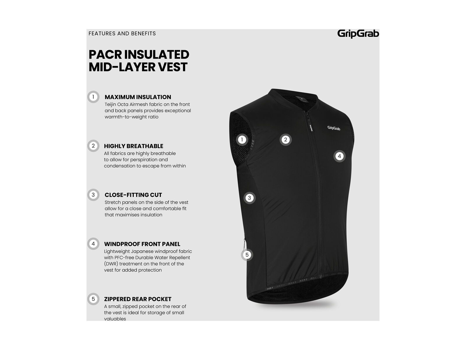 GripGrab PACR Insulated Mid-Layer Vest, black - Bild 9