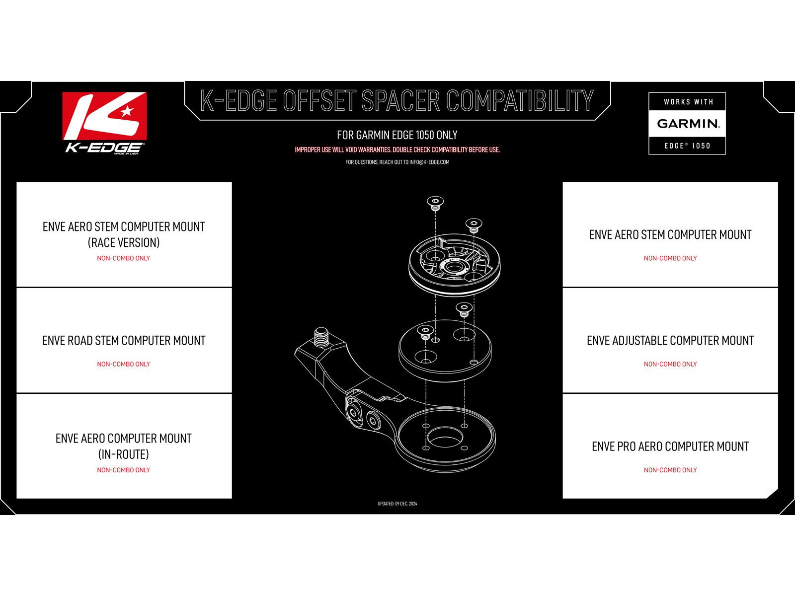 K-Edge Offset Spacer for Garmin Edge 1050, black - Bild 7