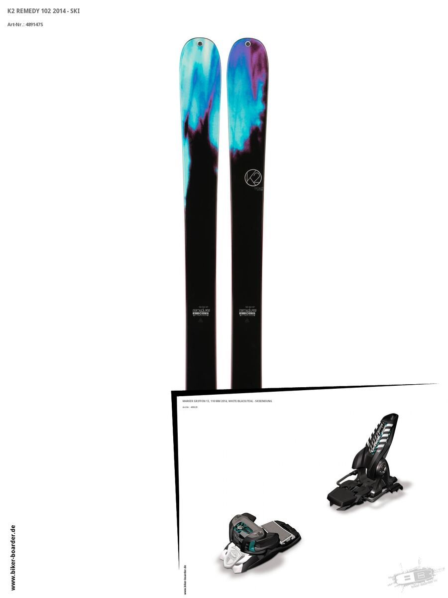K2 SKI Set: Remedy 102 2014 + Marker Griffon 13 - Bild 1