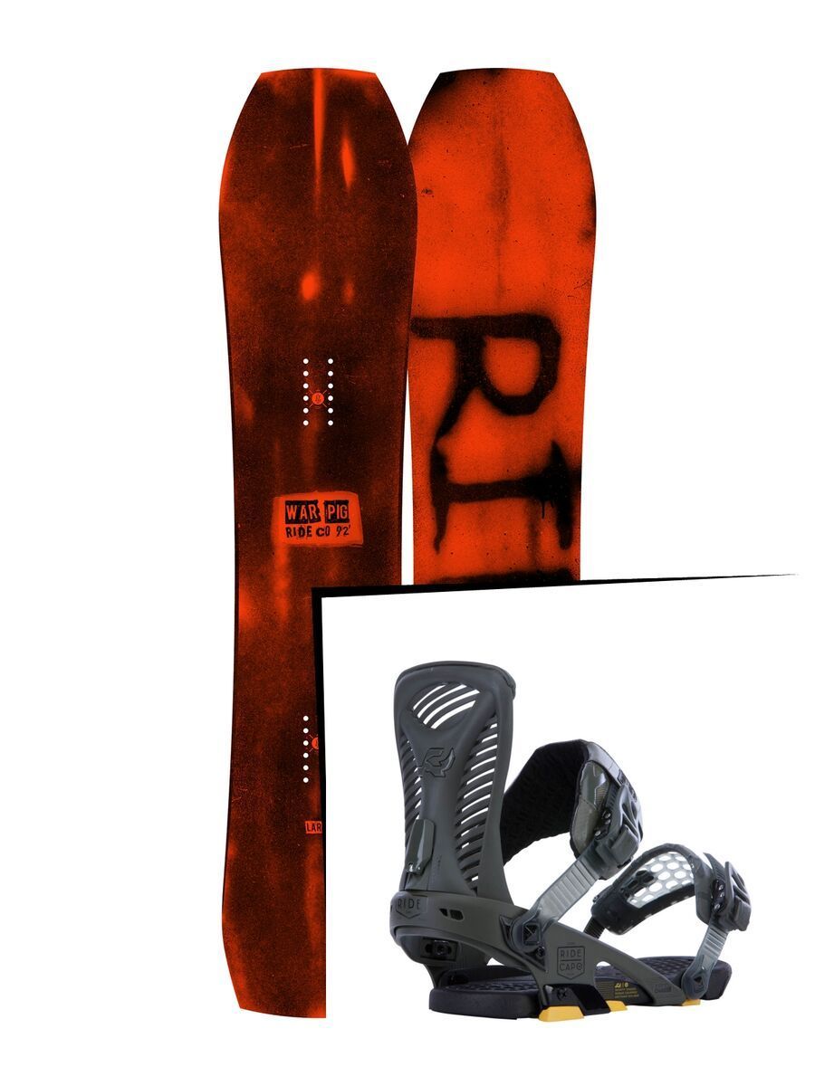 Set: Ride Warpig Large 2017 + Ride Capo 2015, matte olive - Snowboardset - Bild 1