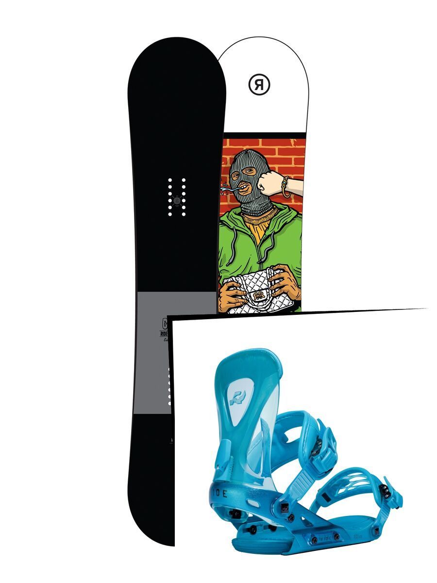 Set: Ride Crook 2017 + Ride Revolt 2016, aqua - Snowboardset - Bild 1