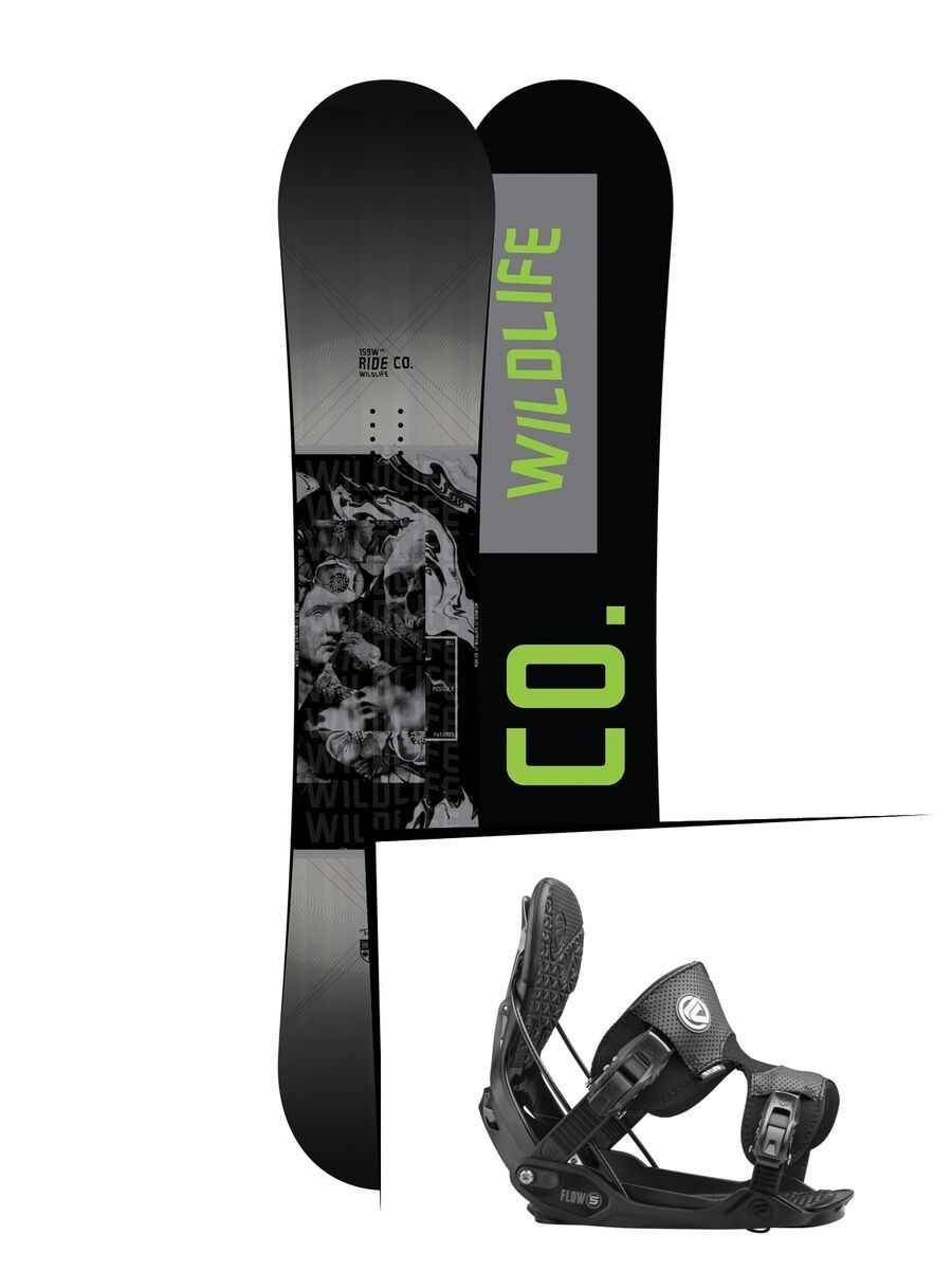 Set: Ride Wild Life Wide 2017 + Flow Five 2016, black - Snowboardset - Bild 1