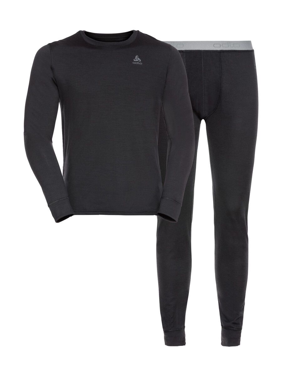Odlo Natural 100% Merino Warm Base Layer Set Men's, black - Bild 1