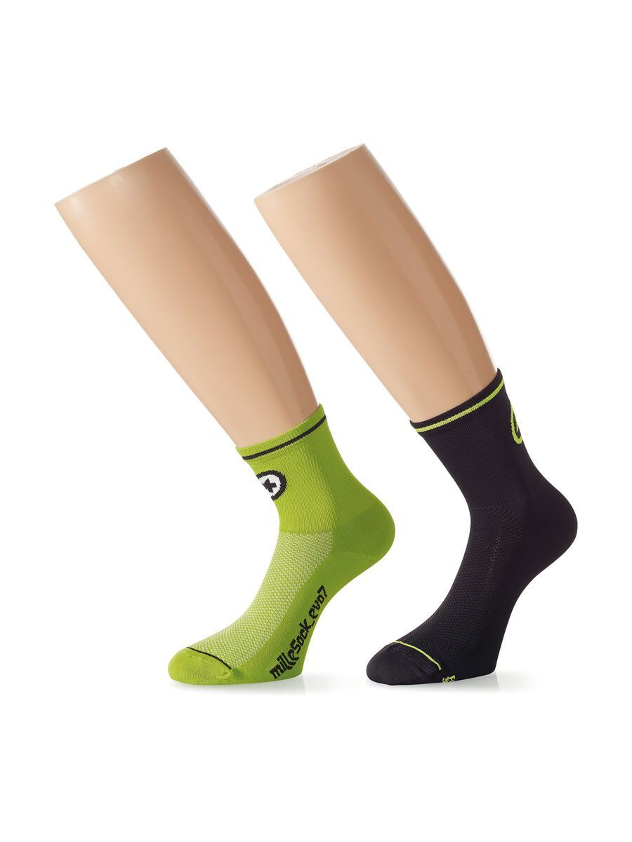 Assos milleSocks evo7 2 pairs, piton green/block black - Bild 1