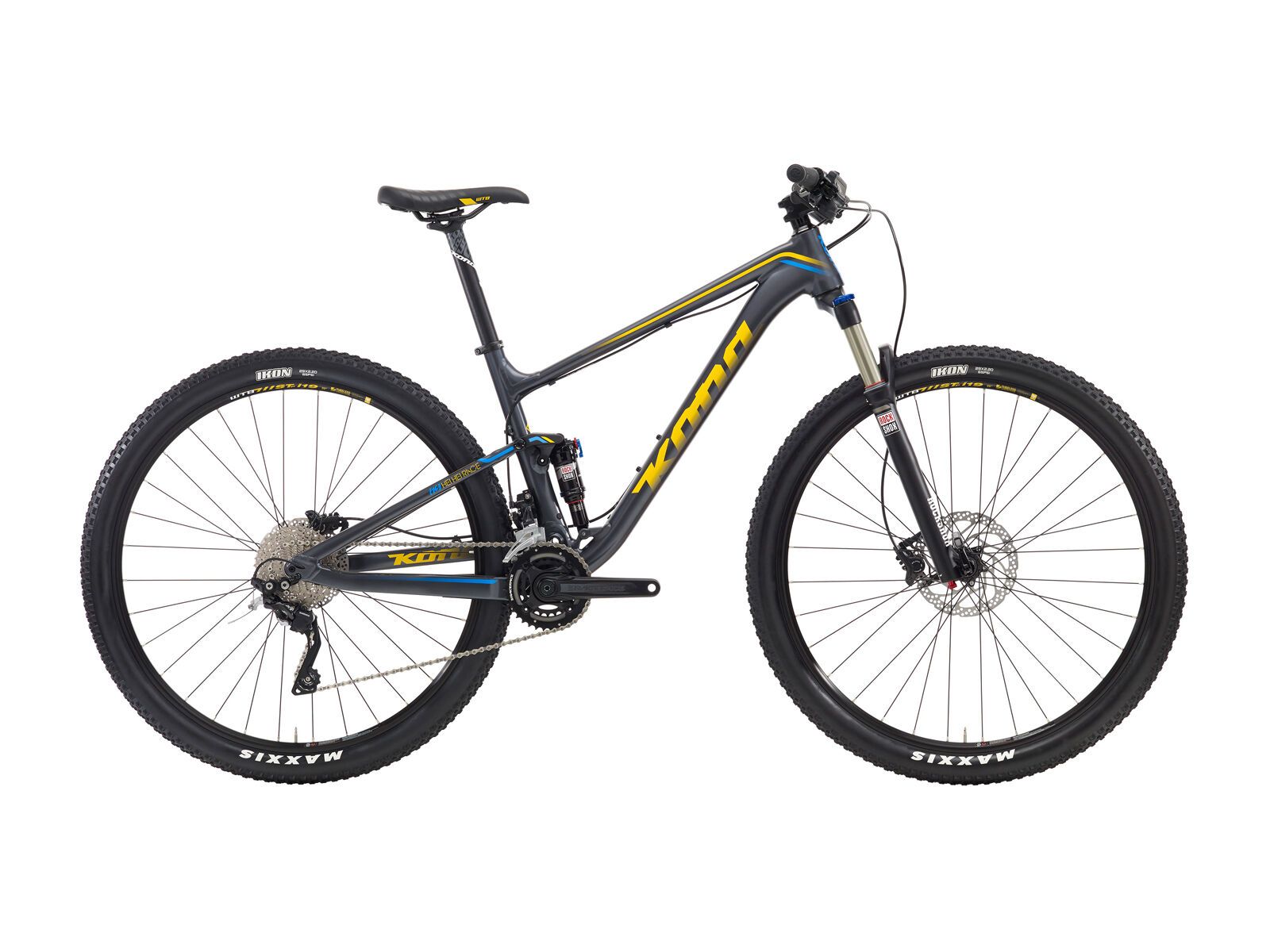 Kona Hei Hei Race, matt charcoal w/ blue & yellow decals - Bild 1