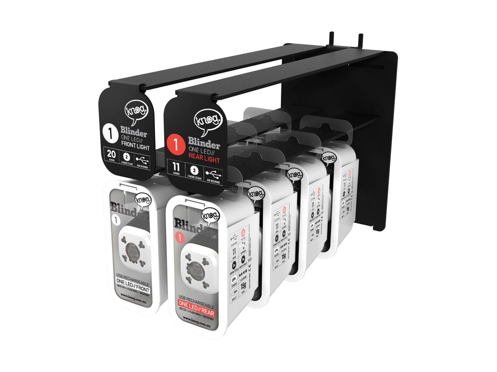 Knog Blinder 1 Skull Slatwall Display, chrom - Bild 1