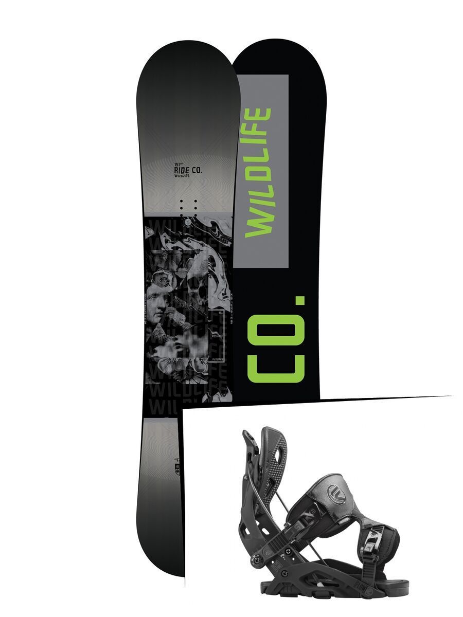 Set: Ride Wild Life 2017 + Flow Fuse 2016, black - Snowboardset - Bild 1