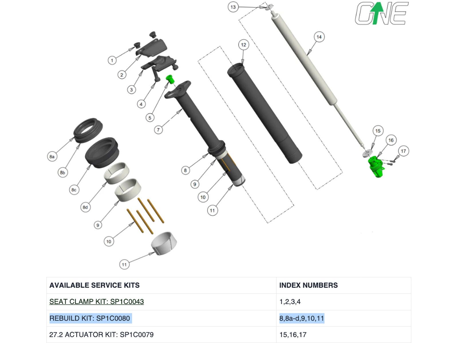 OneUp Components V2 Dropper Rebuild Kit (27.2 mm) - Bild 2