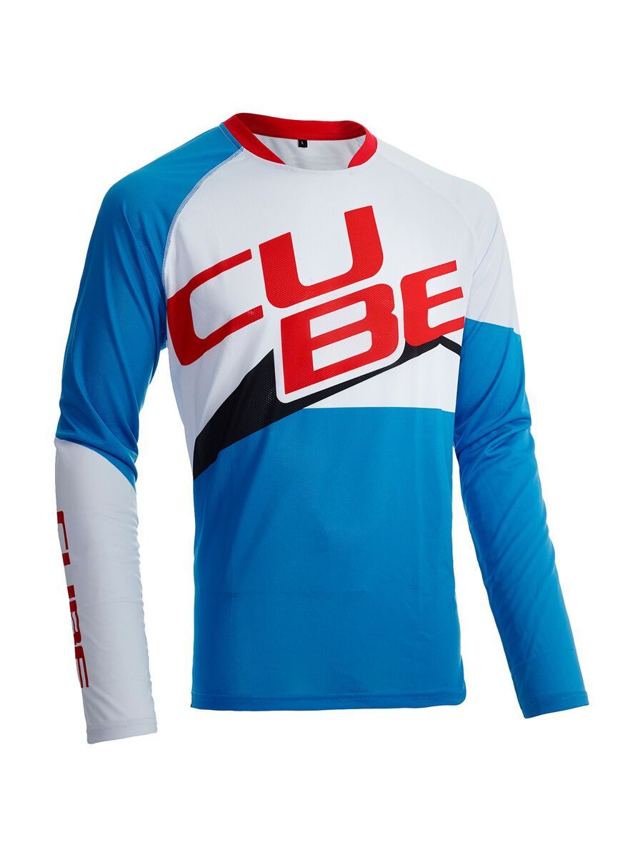 Cube Action Rundhalstrikot Pilot langarm, white´n´blue´n´red - Bild 1