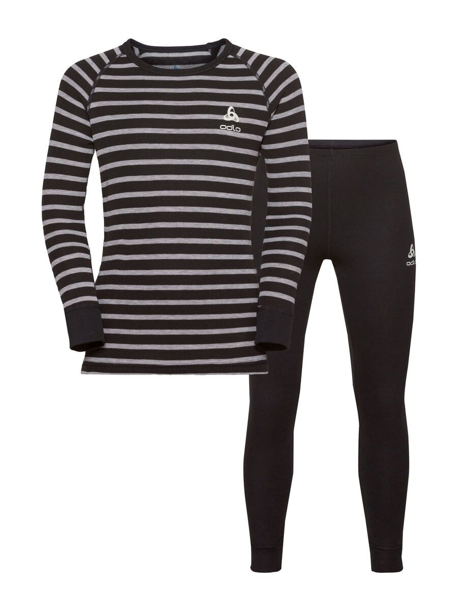 Odlo Active Original Warm Kids Set, black - grey melange - stripes - Bild 1