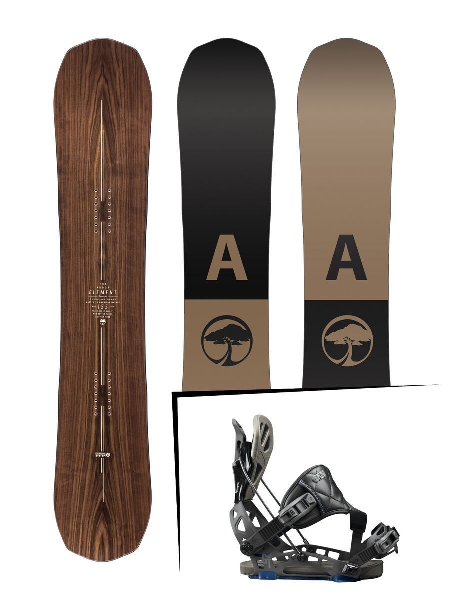 Set: Arbor Element Premium Mid Wide 2017 + Flow NX2-GT Hybrid 2017, black - Snowboardset - Bild 1
