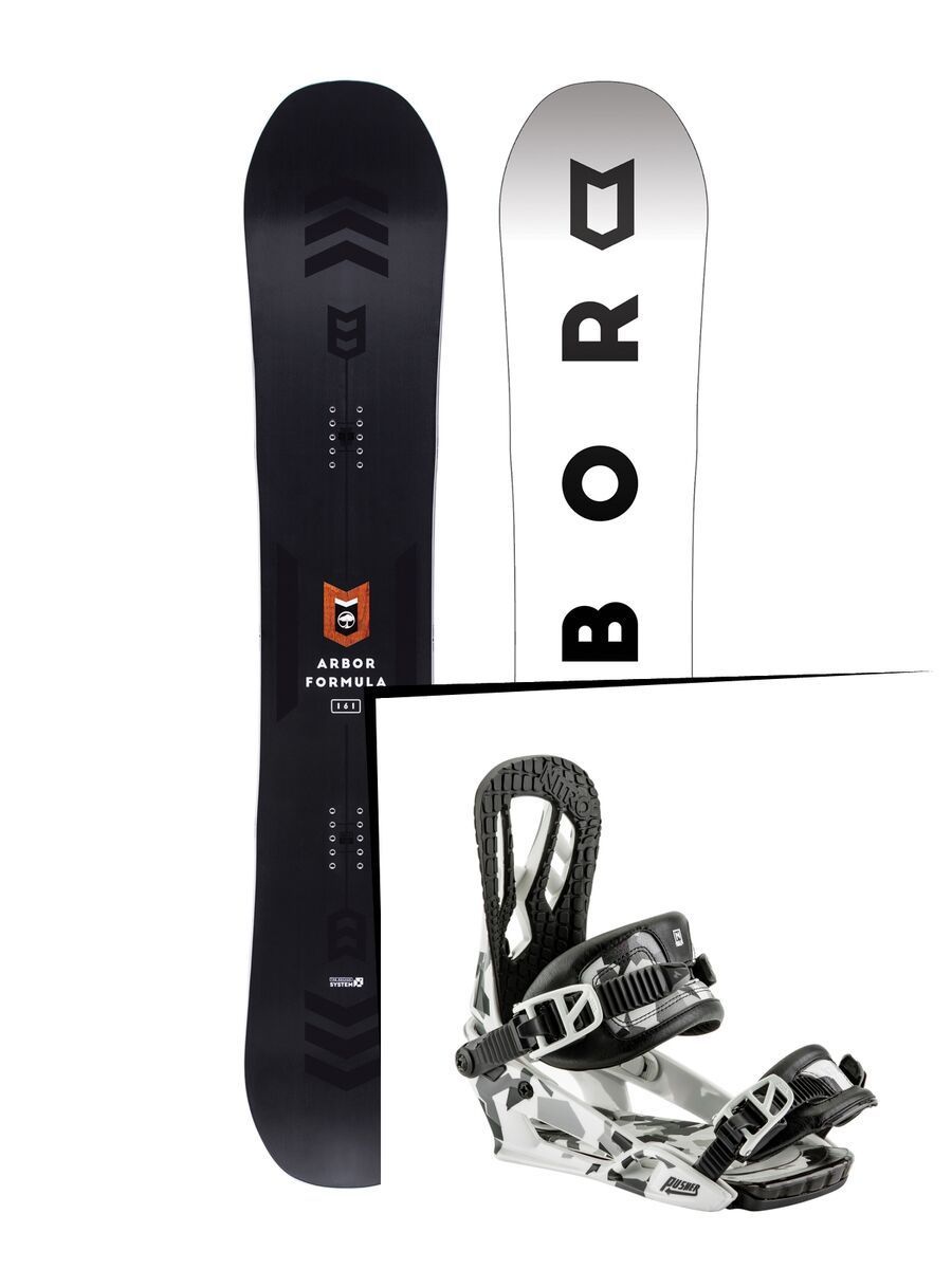 Set: Arbor Formula 2017 + Nitro Pusher 2017, ice camo - Snowboardset - Bild 1