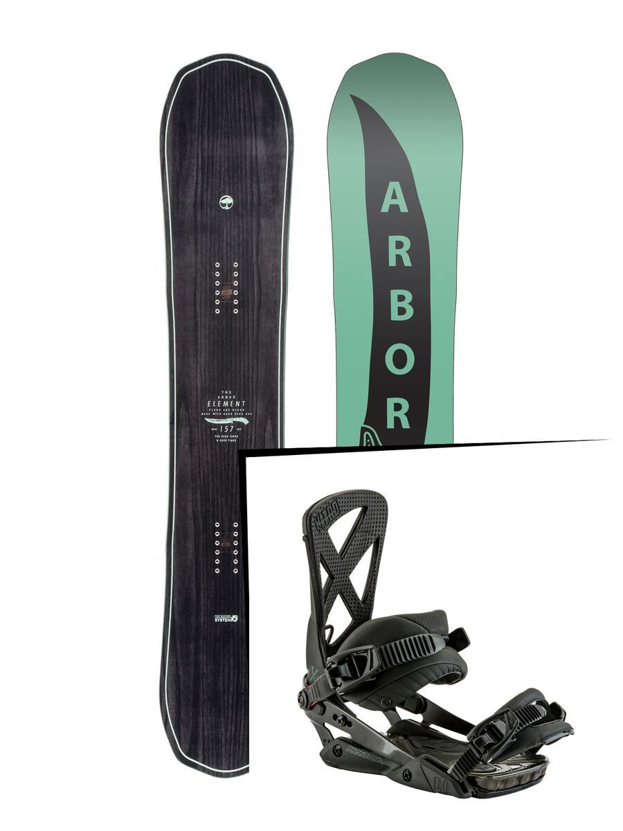 Set: Arbor Element Mid Wide 2017 + Nitro Phantom 2017, midnight - Snowboardset - Bild 1