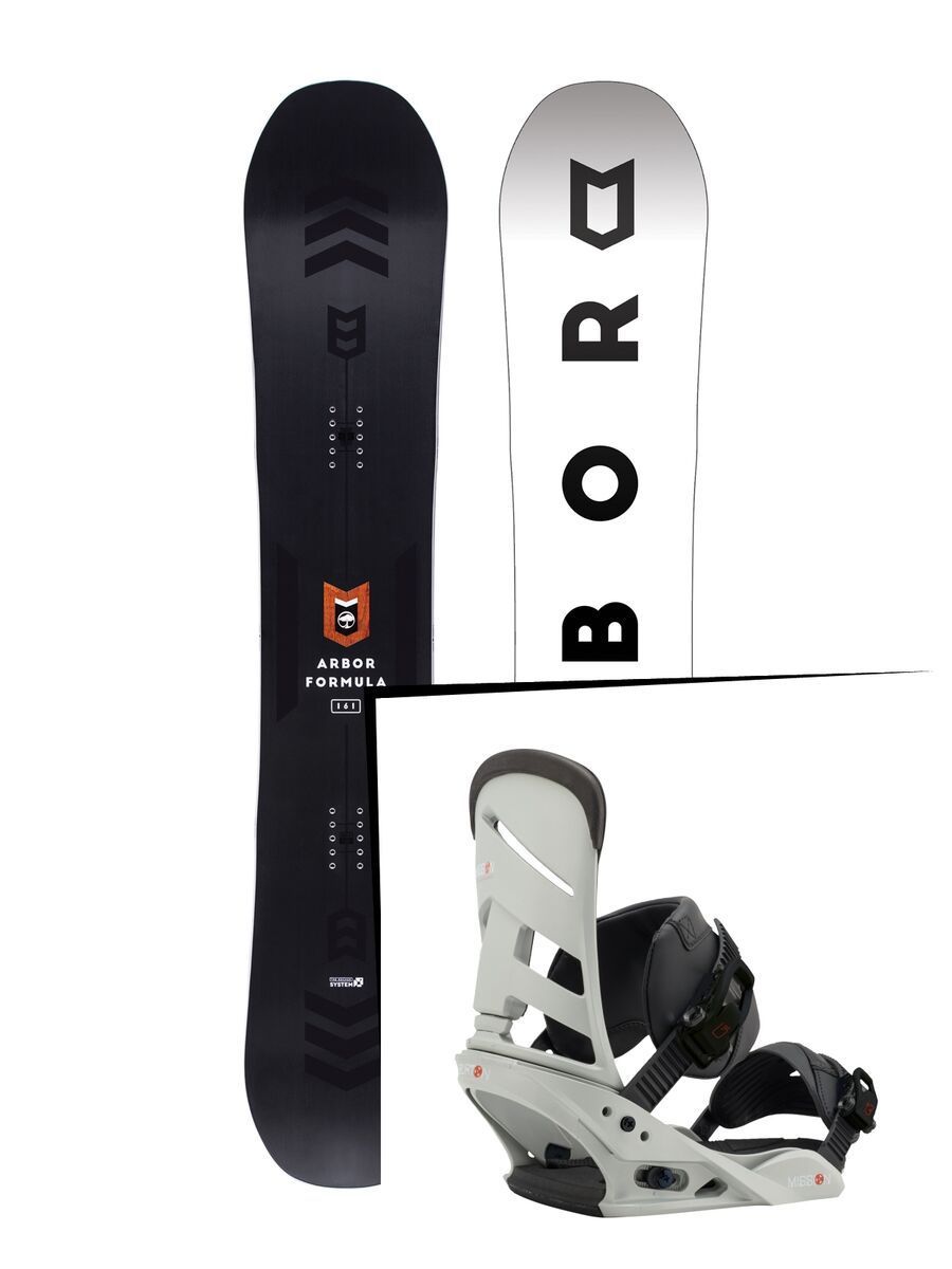 Set: Arbor Formula Mid Wide 2017 + Burton Mission 2017, gnarly sheen - Snowboardset - Bild 1