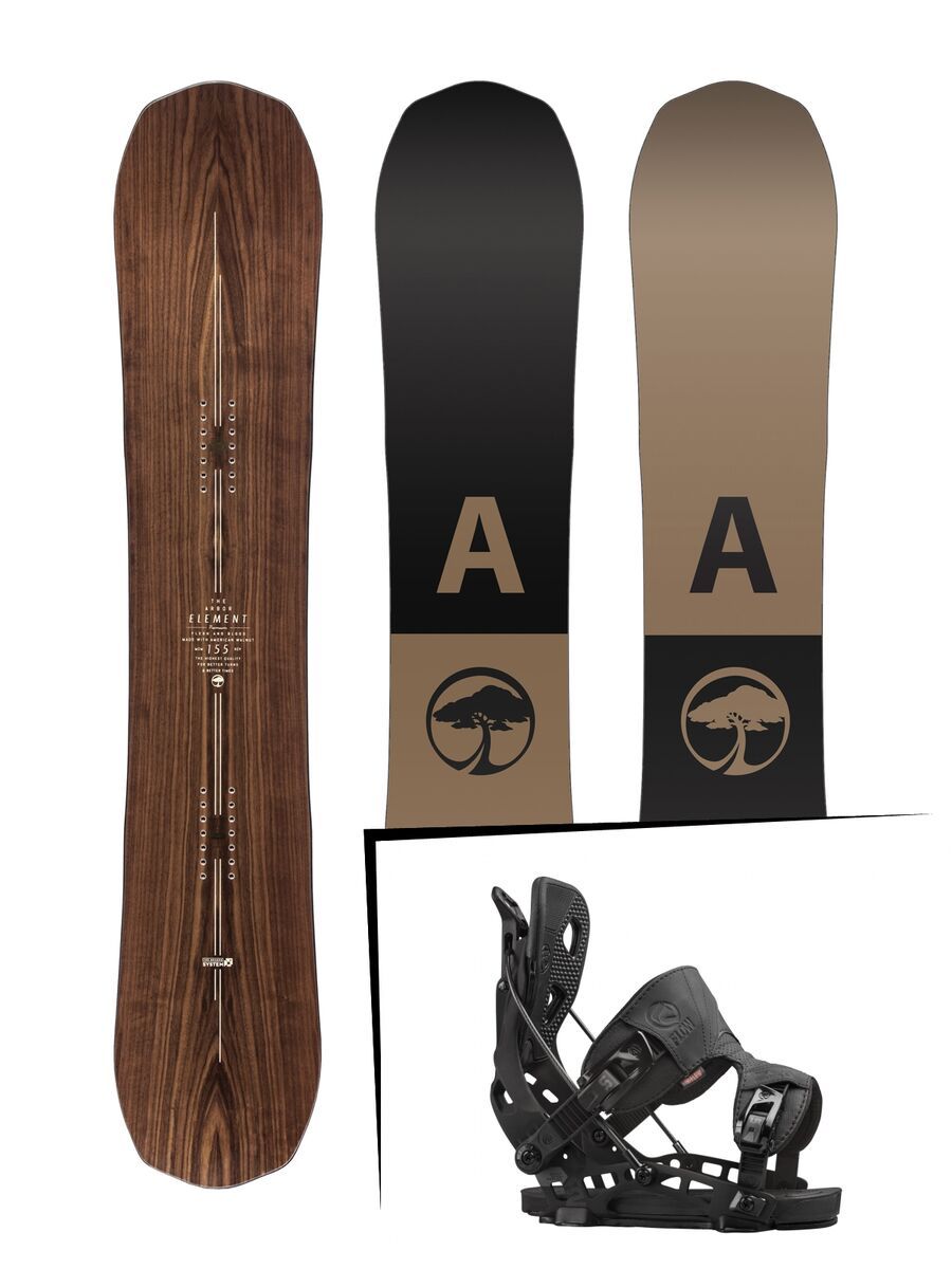 Set: Arbor Element Premium 2017 + Flow NX2 2016, black - Snowboardset - Bild 1