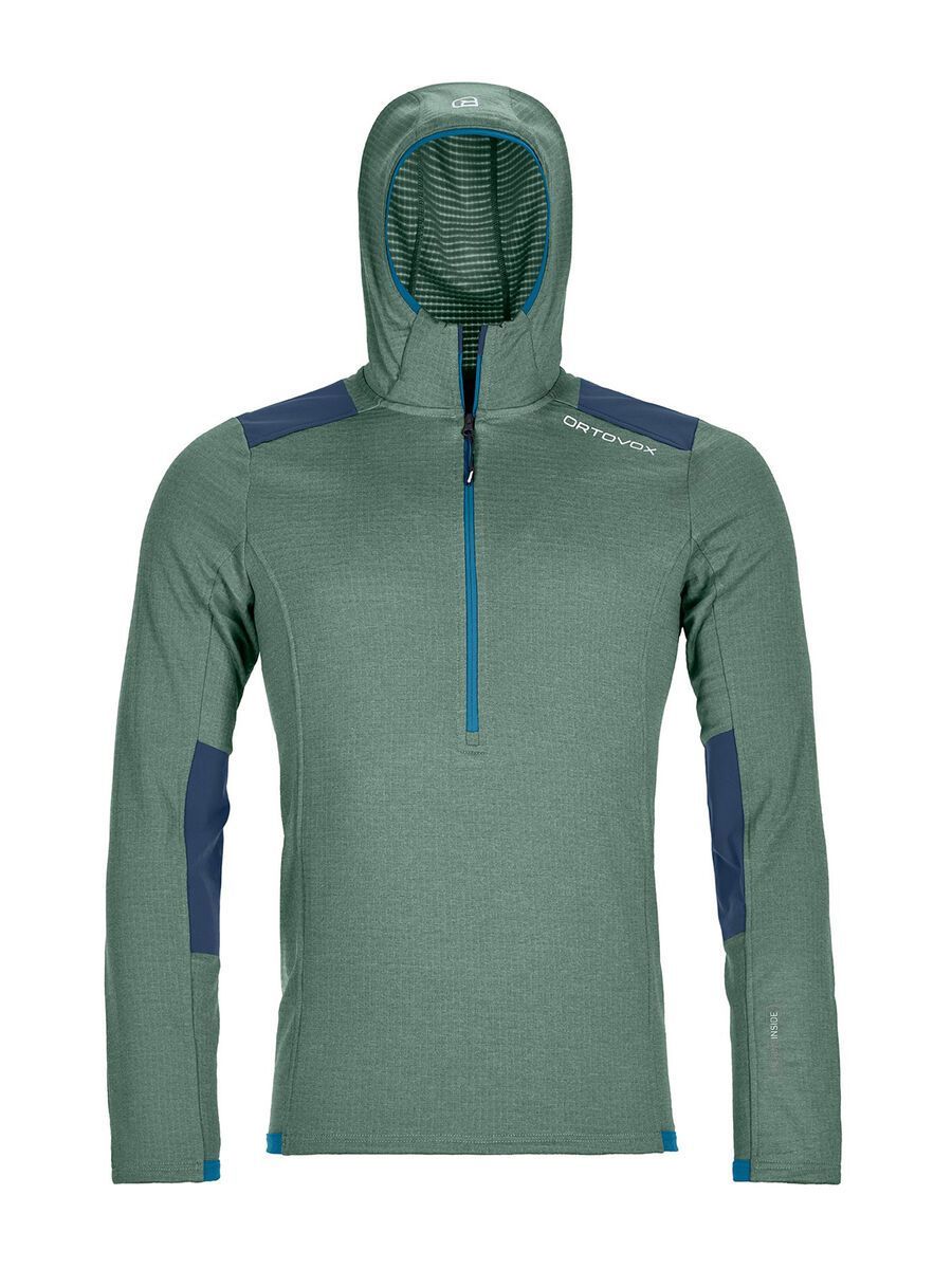 Ortovox Merino Fleece Light Grid Zip Neck Hoody M, green forest - Bild 1
