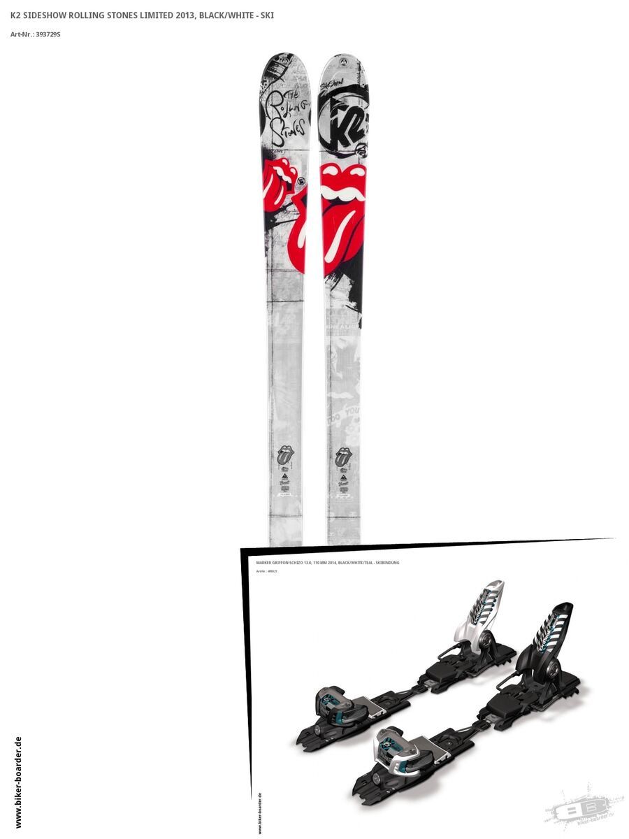 K2 SKI Set: Sideshow Rolling Stones Limited 2013 + Marker Griffon Schizo 13 - Bild 1