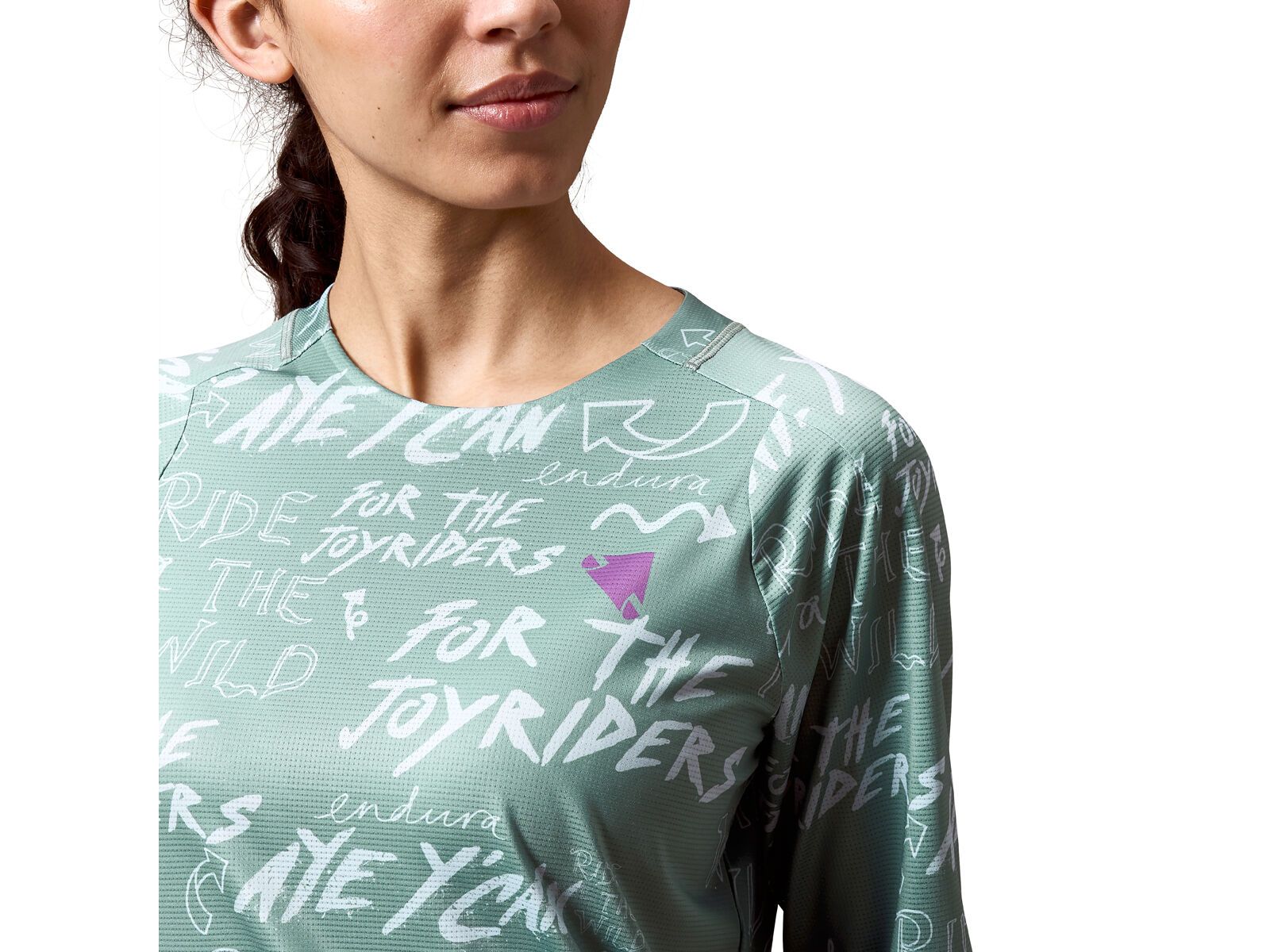 Endura Damen Singletrack Langärmeliges Bedrucktes T-Shirt, sage green - Bild 7