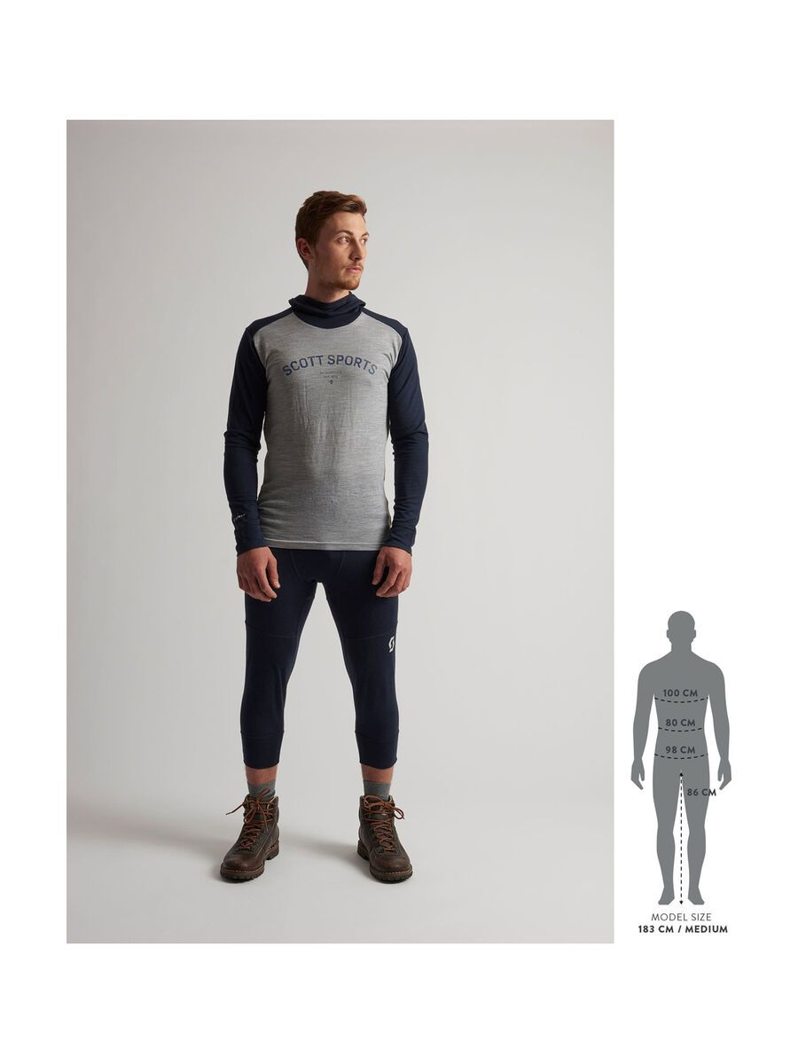 Scott Defined Merino L/SL Men's Hoody, dark blue/light grey melange - Bild 4