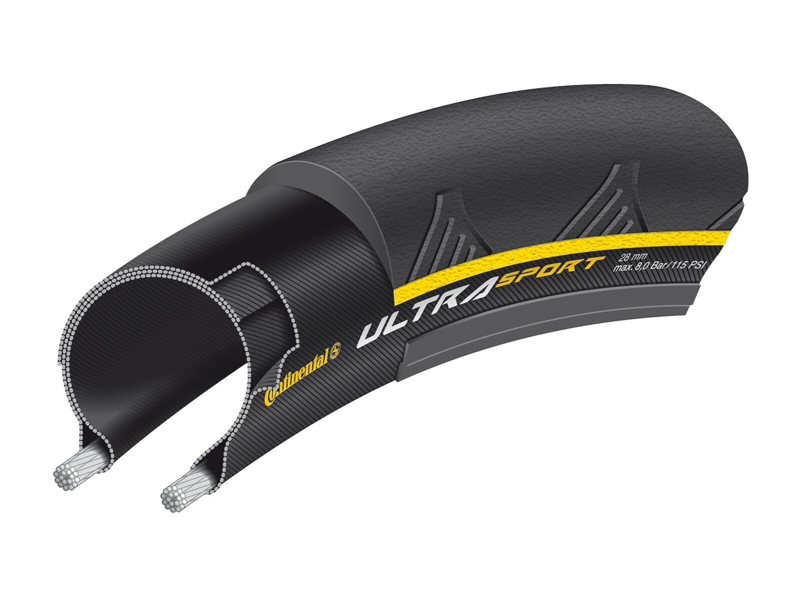 Continental Ultra Sport II Performance, 700C, black/yellow - Bild 1