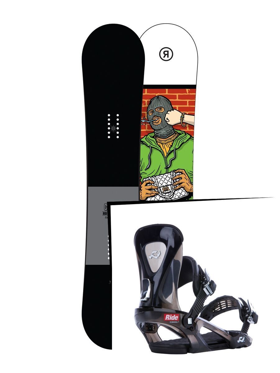 Set: Ride Crook 2017 + Ride KX 2015, black - Snowboardset - Bild 1