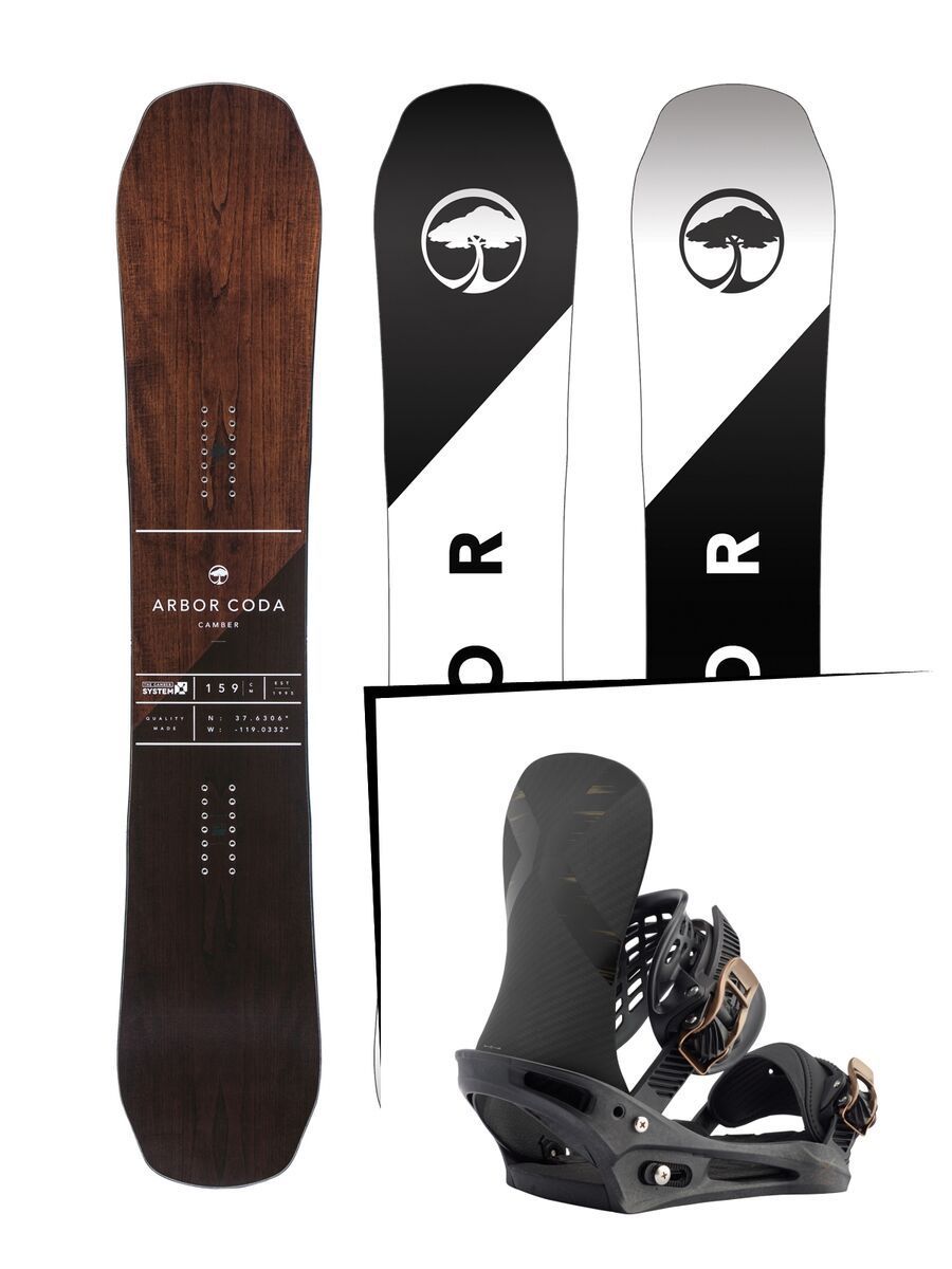 Set: Arbor Coda Camber Mid Wide 2017 + Burton X-Base 2017, black mag - Snowboardset - Bild 1