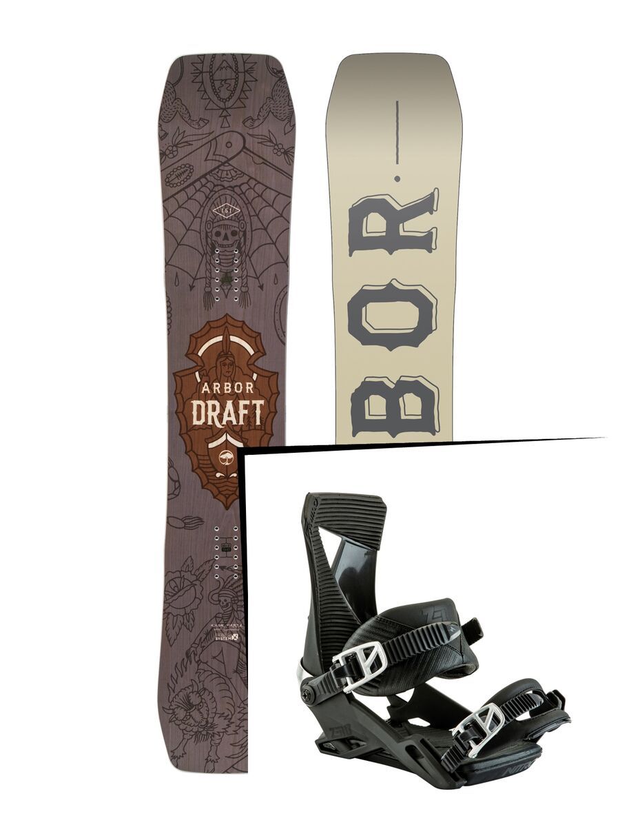 Set: Arbor Draft 2017 + Nitro Zero 2017, not black - Snowboardset - Bild 1