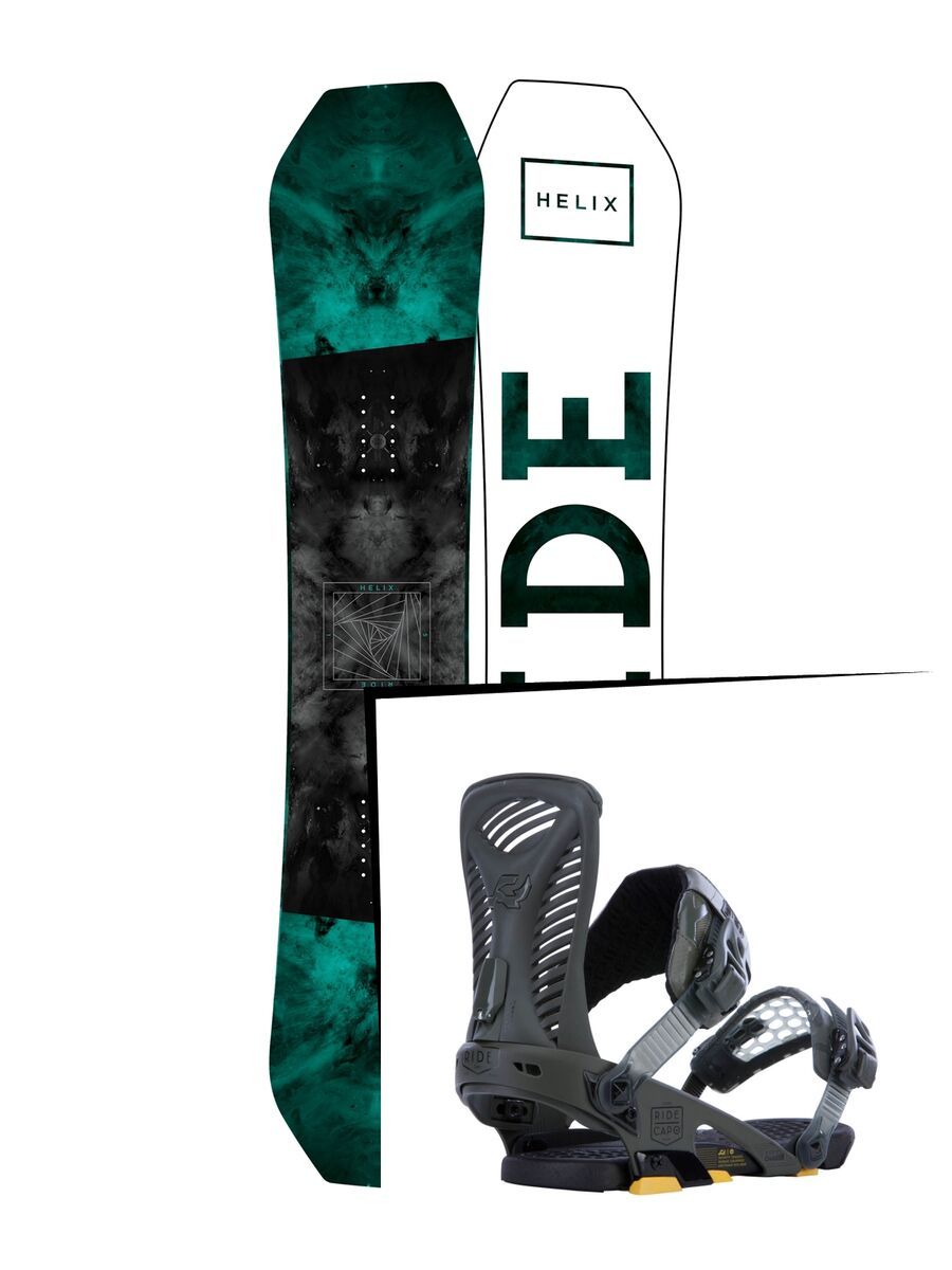 Set: Ride Helix 2017 + Ride Capo 2015, matte olive - Snowboardset - Bild 1