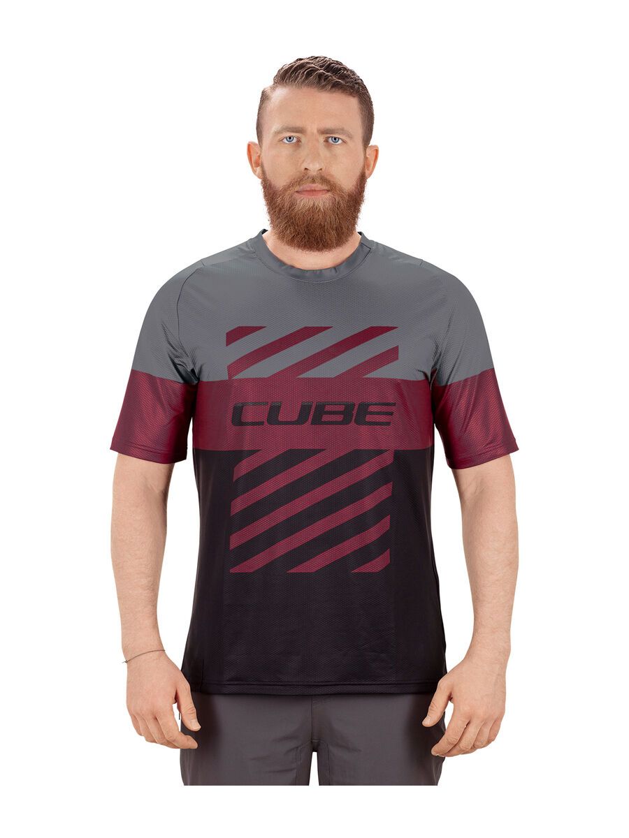 Cube Edge Rundhalstrikot kurzarm, bordeaux - Bild 3