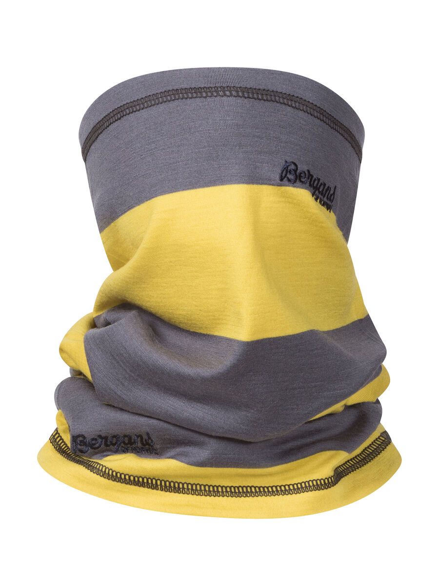 Bergans Fjellrapp Neck Warmer, solid dark grey/yellowgreen striped - Bild 1