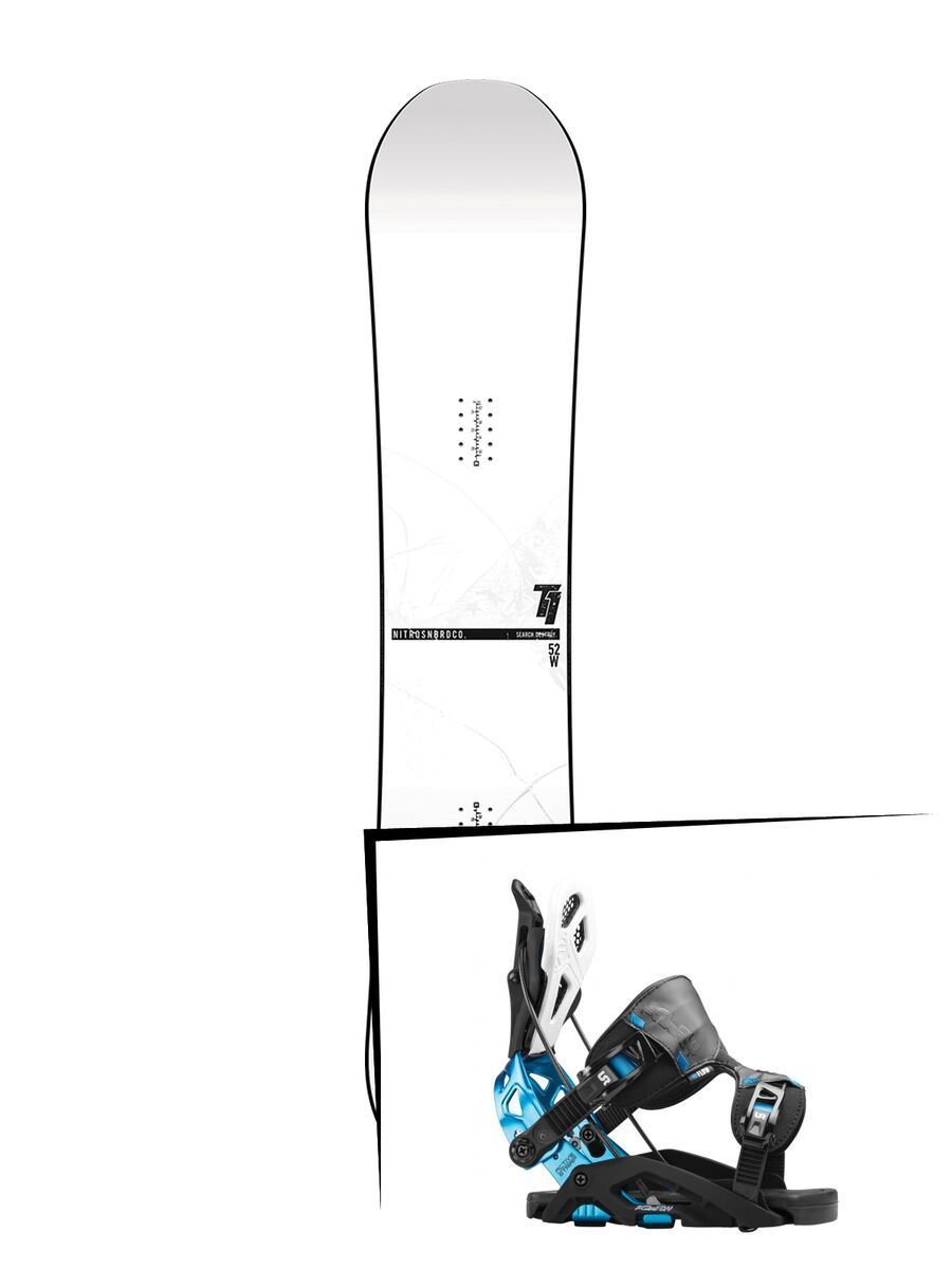 Set: Nitro T1 Wide 2017 + Flow Fuse-GT 2016, black/blue - Snowboardset - Bild 1